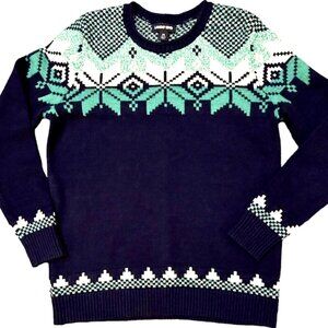Lands End Emerald Bay Fair Isle Wool Blend Winter Sweater Wm Size M 10/12